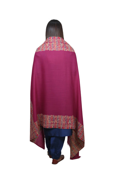 MAGENTA PINK JAMAWAR SHAWL IN MERINO WOOL