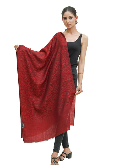 SELF JACQUARD STOLE IN MERINO WOOL