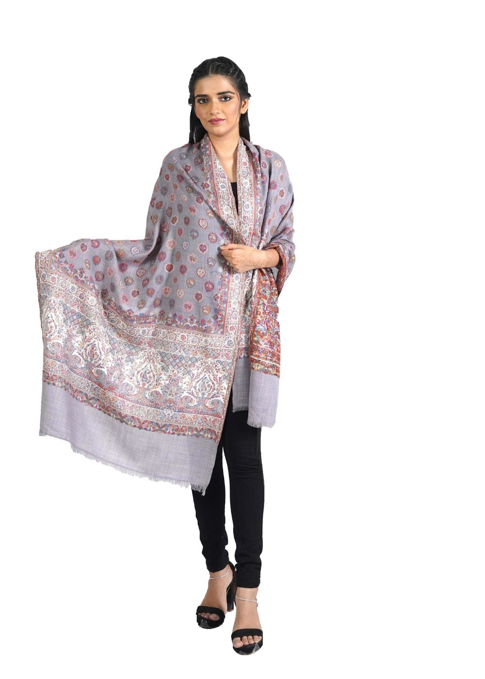 KANI BOOTI JAAL MERINO WOOL STOLE IN MELANGE STYLE