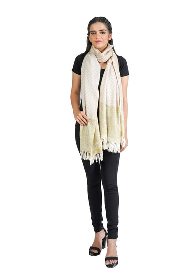 SILK WOOL JACQUARD STOLE WITH ELEGANT PALLA