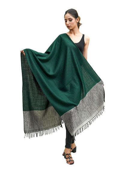 SILK WOOL JACQUARD STOLE WITH ELEGANT PALLA