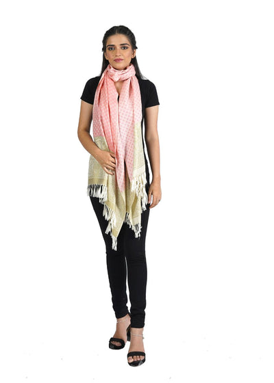 SILK WOOL JACQUARD STOLE WITH ELEGANT PALLA