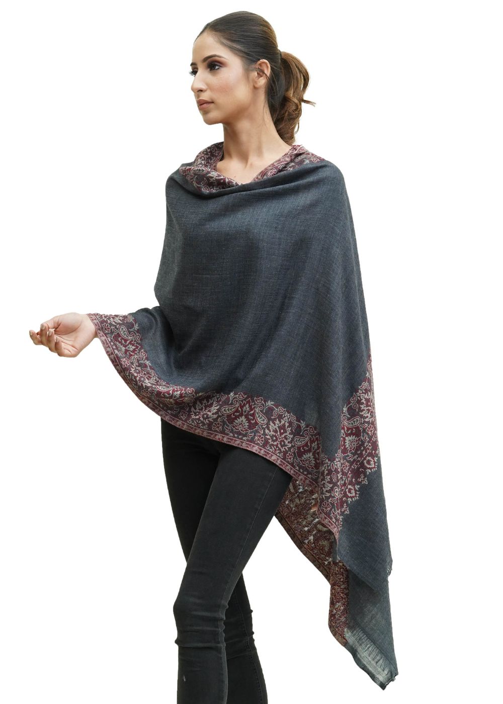 ULTRA SOFT MERINO WOOL KANI BORDER STOLE