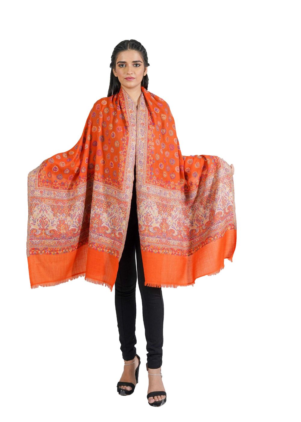 KANI BOOTI JAAL MERINO WOOL STOLE IN MELANGE STYLE