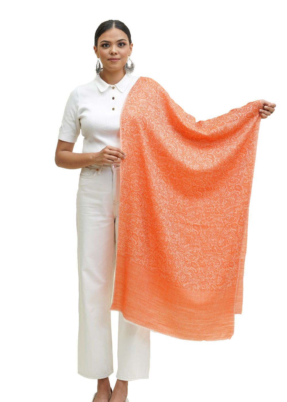 SELF JACQUARD STOLE IN MERINO WOOL