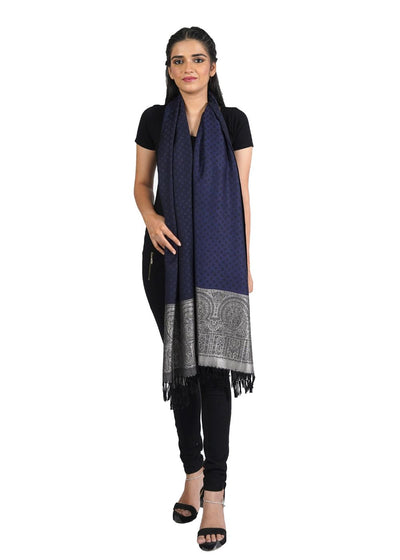 SILK WOOL JACQUARD STOLE WITH ELEGANT PALLA