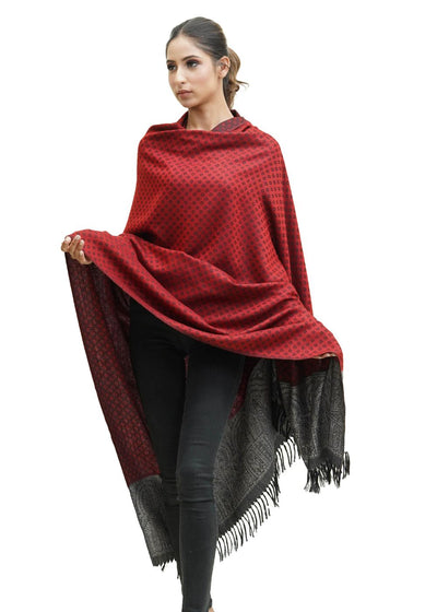 SILK WOOL JACQUARD SHAWL WITH ELEGANT PALLA