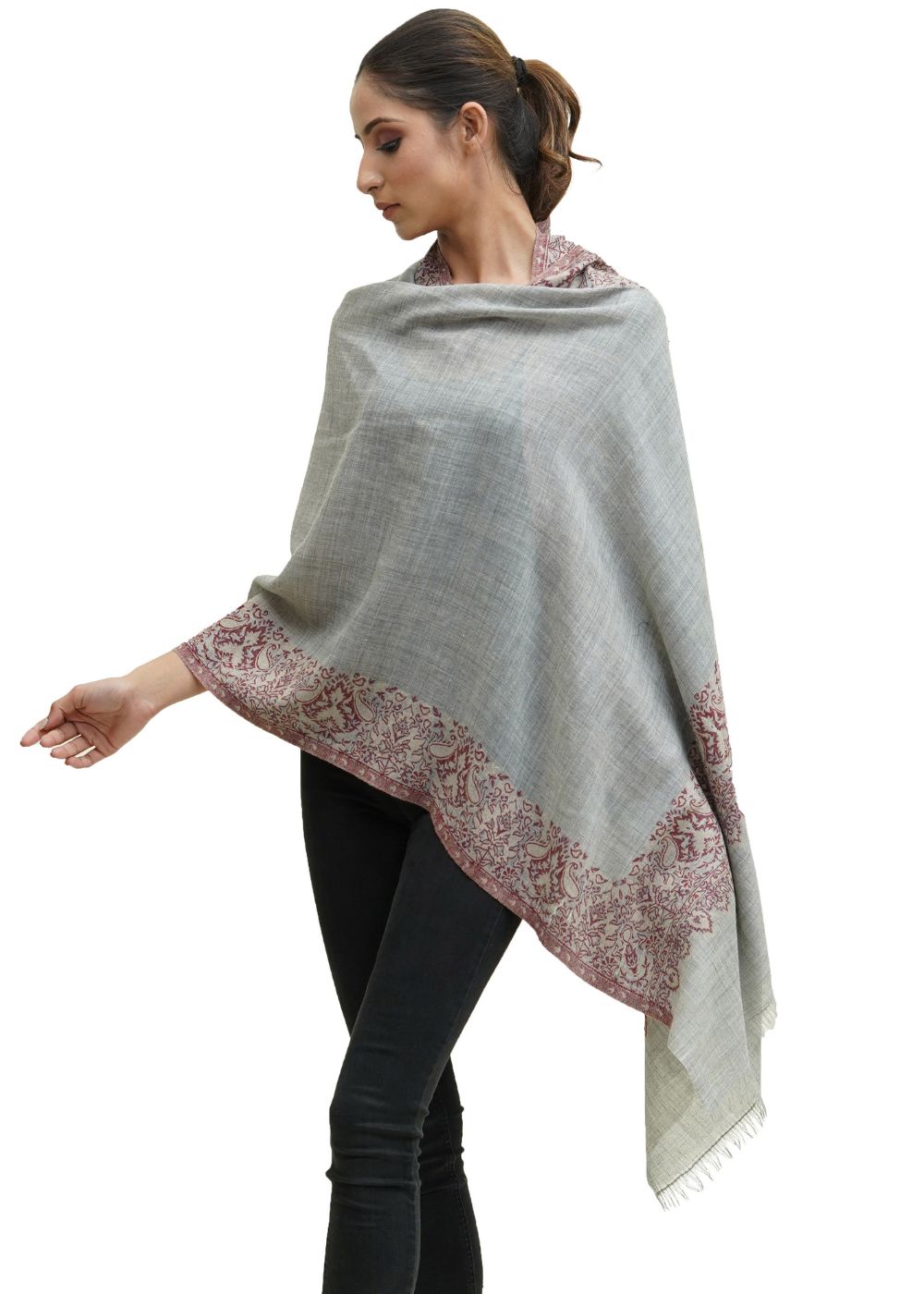 ULTRA SOFT MERINO WOOL KANI BORDER STOLE