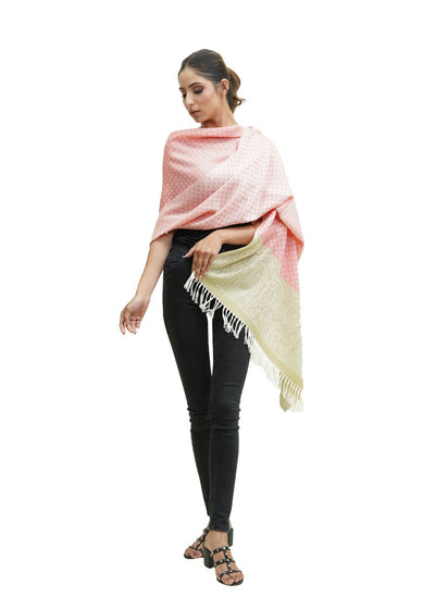 SILK WOOL JACQUARD STOLE WITH ELEGANT PALLA