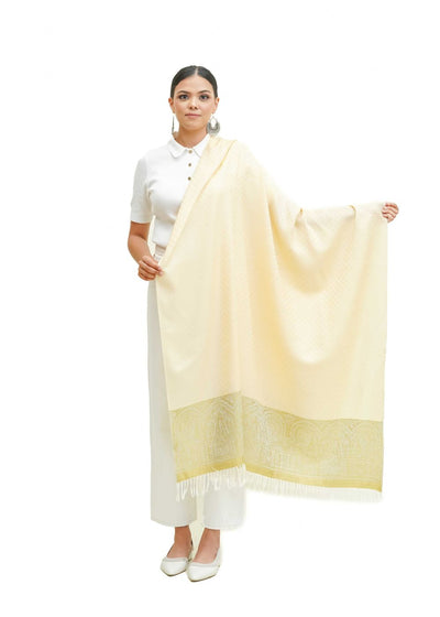 SILK WOOL JACQUARD SHAWL WITH ELEGANT PALLA