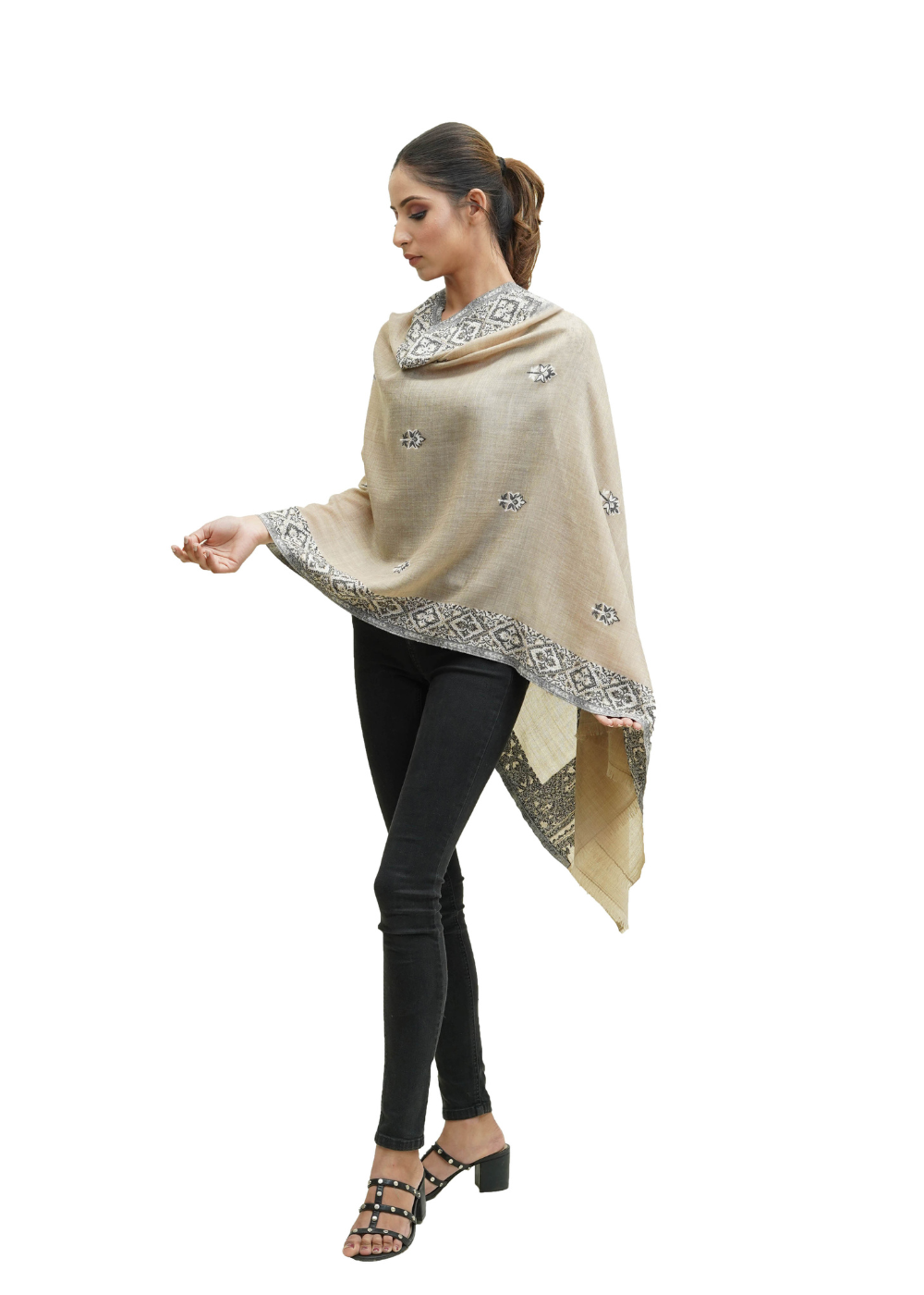 ULTRA SOFT MERINO WOOL KANI BORDER BOOTI STOLE