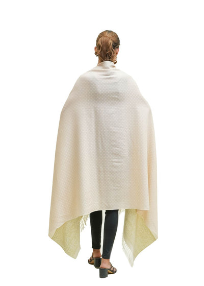 SILK WOOL JACQUARD SHAWL WITH ELEGANT PALLA