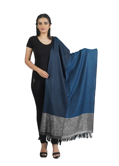 SILK WOOL JACQUARD SHAWL WITH ELEGANT PALLA