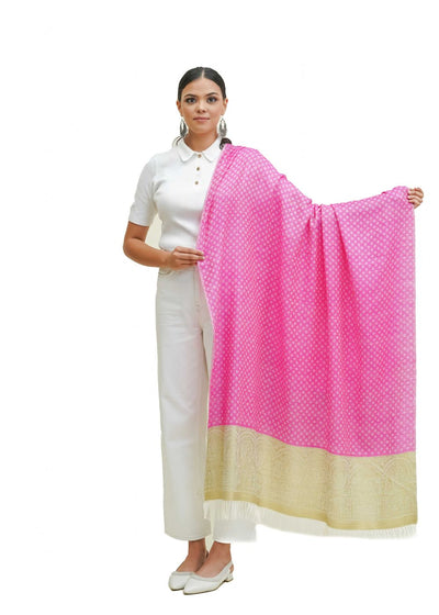 SILK WOOL JACQUARD SHAWL WITH ELEGANT PALLA