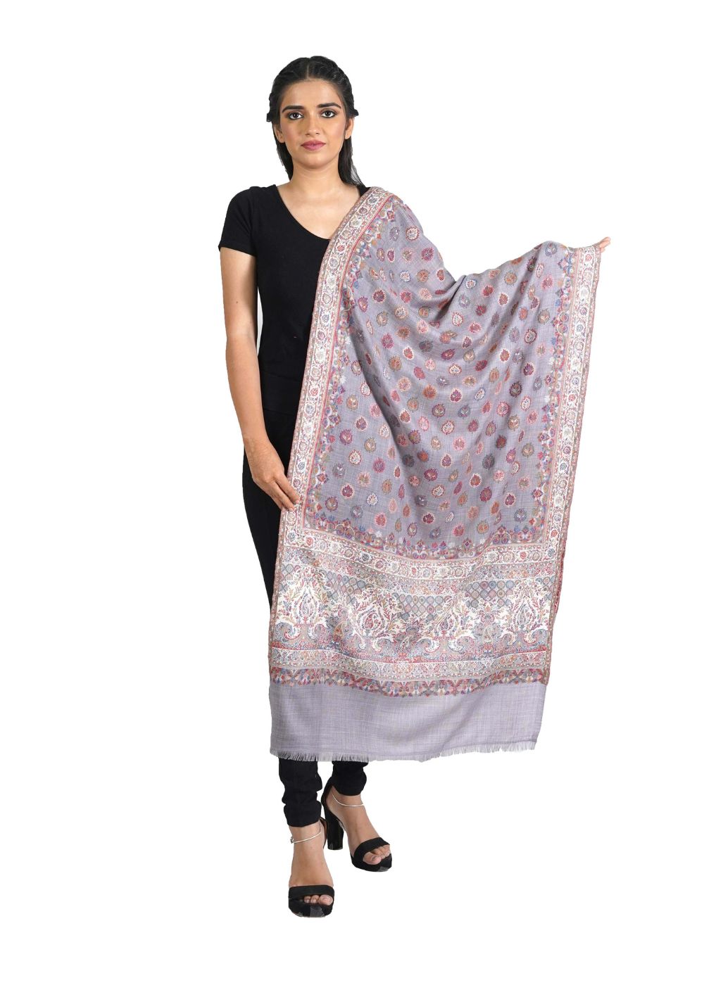 KANI BOOTI JAAL MERINO WOOL STOLE IN MELANGE STYLE