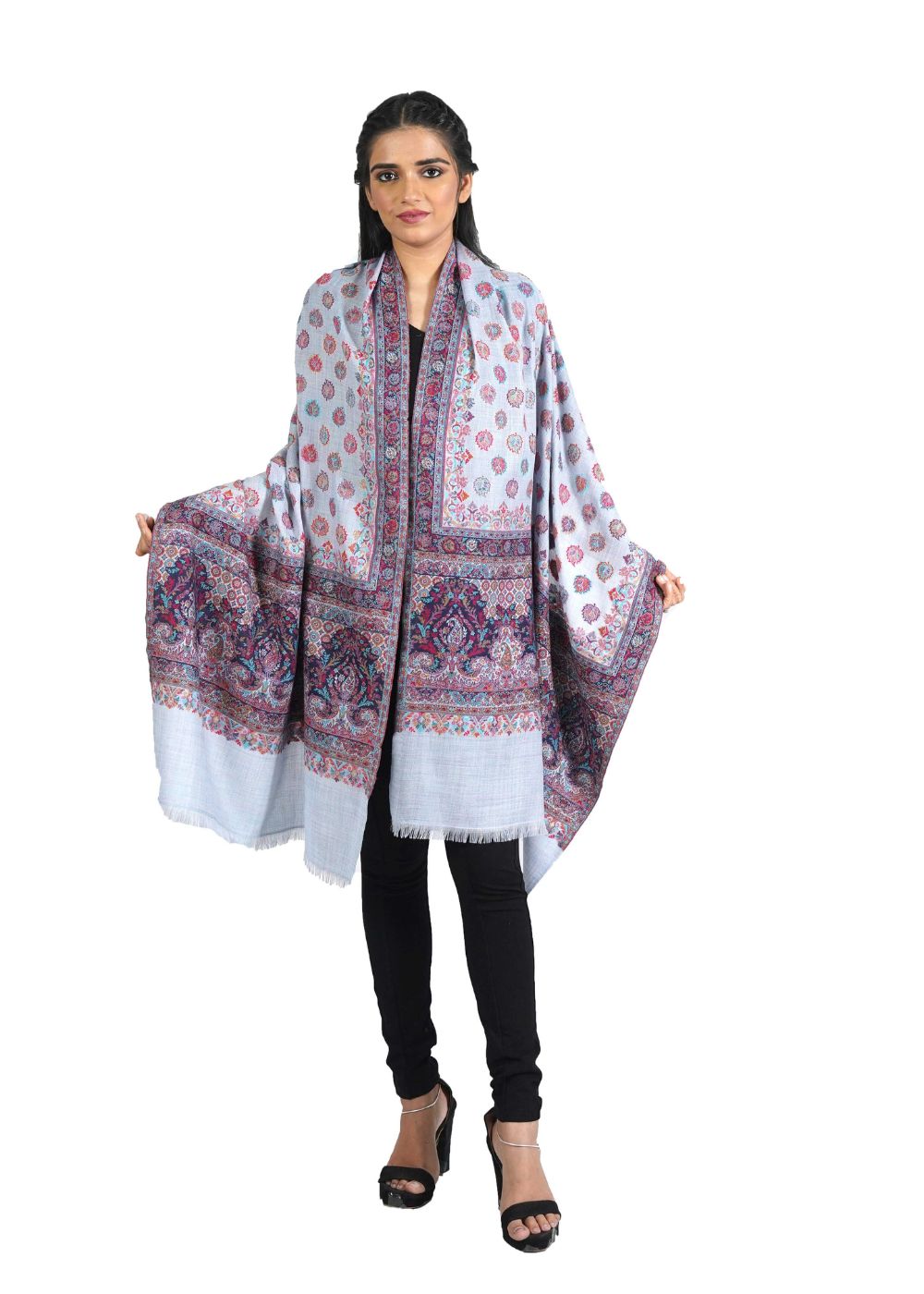 KANI BOOTI JAAL MERINO WOOL STOLE IN MELANGE STYLE