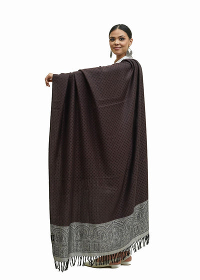 SILK WOOL JACQUARD SHAWL WITH ELEGANT PALLA