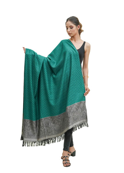 SILK WOOL JACQUARD SHAWL WITH ELEGANT PALLA