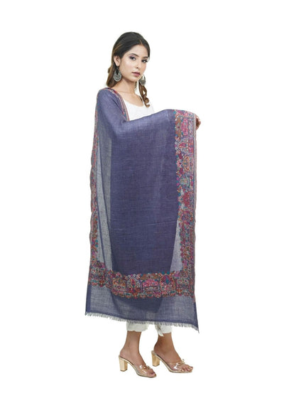 EXTRA SOFT MERINO WOOL KANI STOLE WITH ELEGANT BORDER