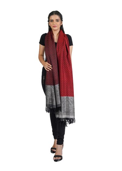 SILK WOOL JACQUARD STOLE WITH ELEGANT PALLA