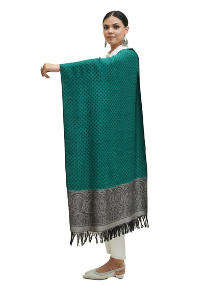 SILK WOOL JACQUARD STOLE WITH ELEGANT PALLA