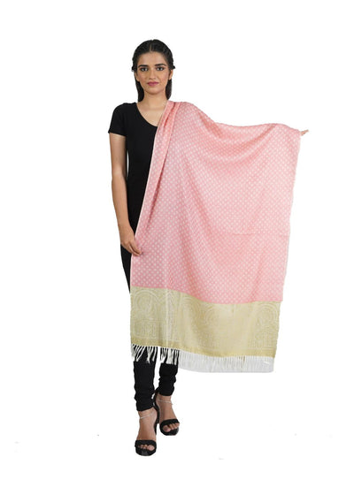 SILK WOOL JACQUARD STOLE WITH ELEGANT PALLA