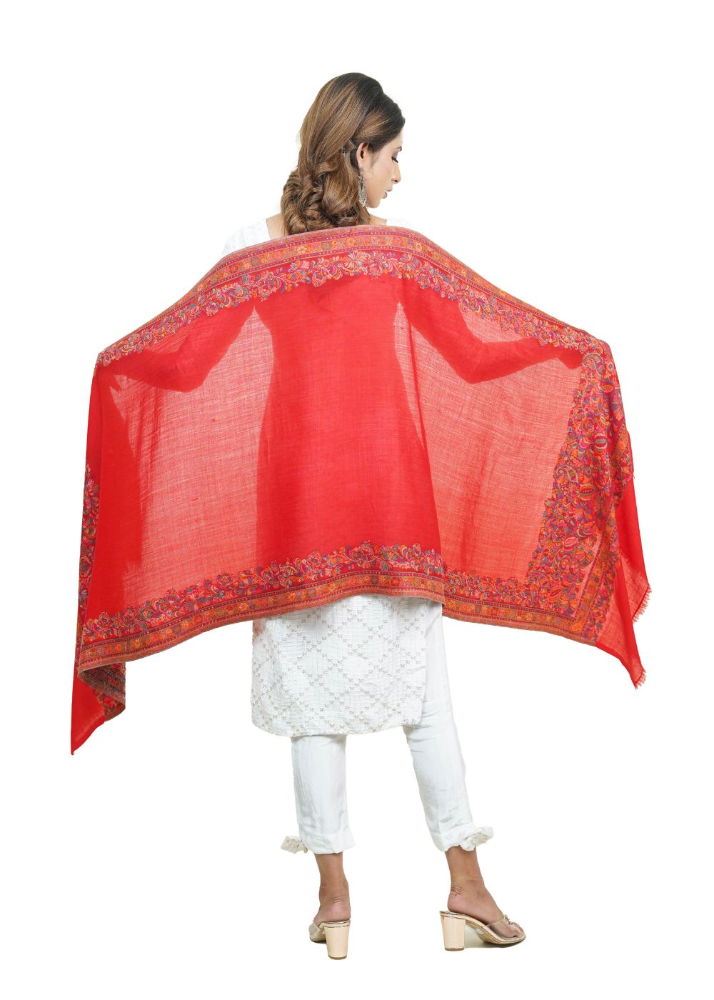 EXTRA SOFT MERINO WOOL KANI STOLE WITH ELEGANT BORDER