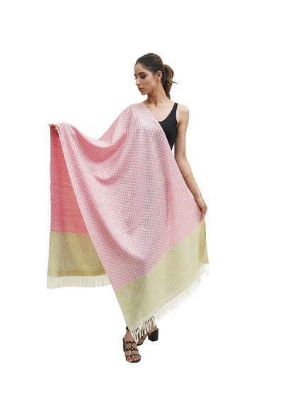 SILK WOOL JACQUARD STOLE WITH ELEGANT PALLA