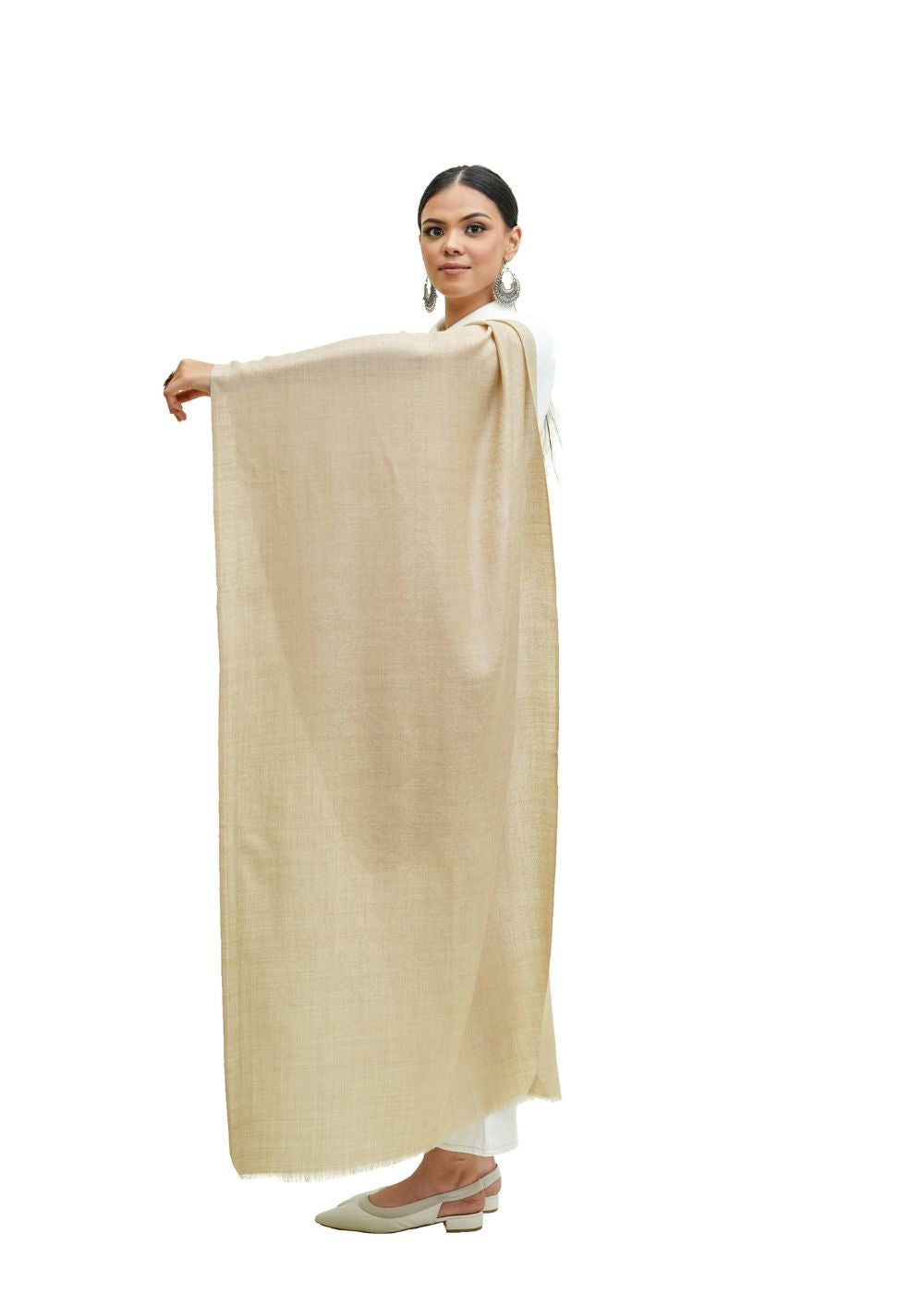 SELF JACQUARD STOLE IN MERINO WOOL