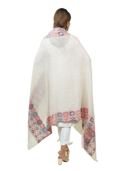 IKAT PATTERN WOVEN SHAWL WITH SUPER SOFT MERINO WOOL