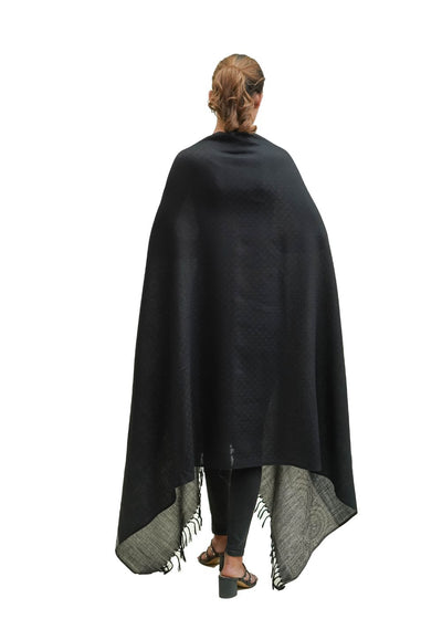 SILK WOOL JACQUARD SHAWL WITH ELEGANT PALLA