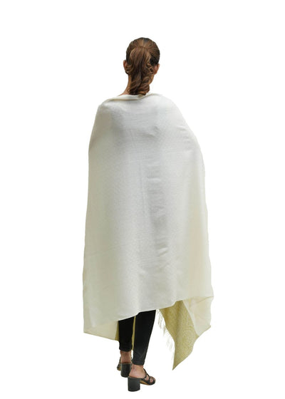 SILK WOOL JACQUARD SHAWL WITH ELEGANT PALLA