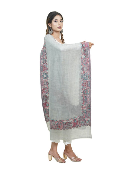 EXTRA SOFT MERINO WOOL KANI STOLE WITH ELEGANT BORDER