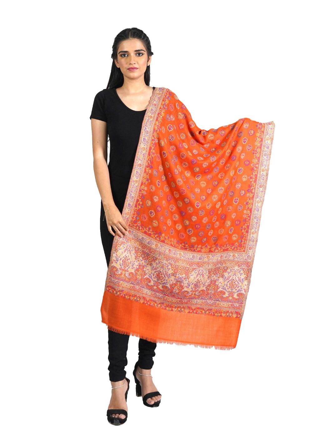 KANI BOOTI JAAL MERINO WOOL STOLE IN MELANGE STYLE