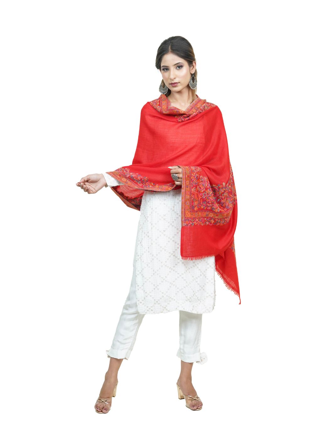 EXTRA SOFT MERINO WOOL KANI STOLE WITH ELEGANT BORDER