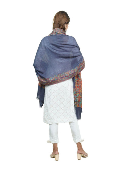 EXTRA SOFT MERINO WOOL KANI STOLE WITH ELEGANT BORDER