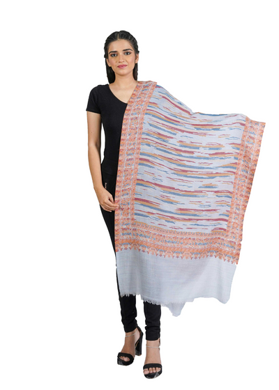 PATTERN WOVEN STOLE WITH SUPER SOFT MERINO WOOL