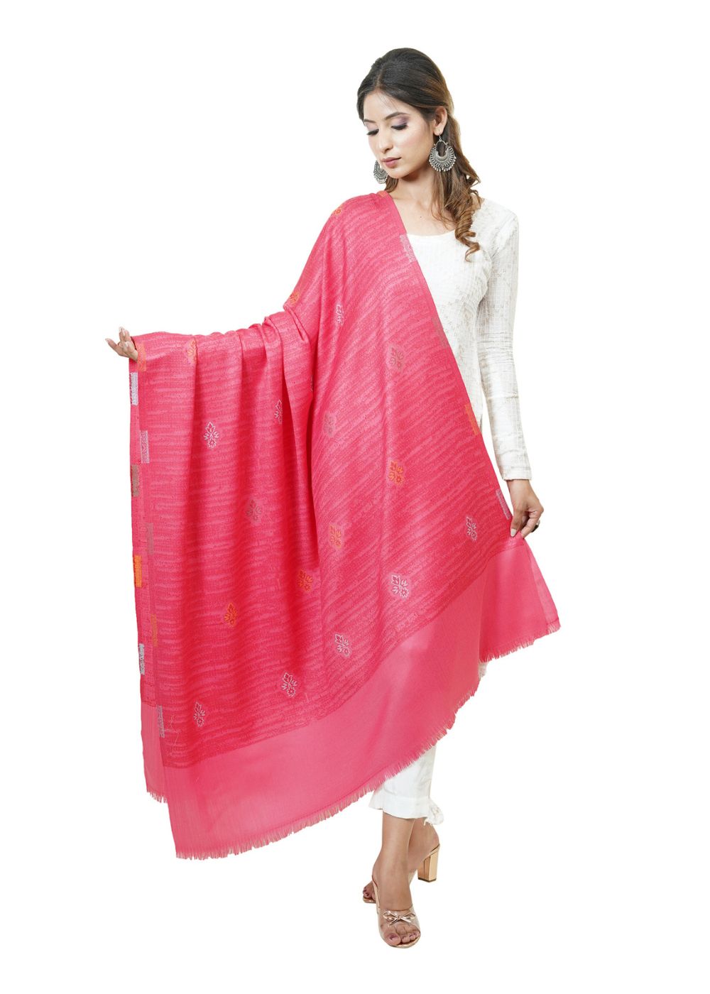 MERINO WOOL JAMAWAR SHAWL WITH BOOTI