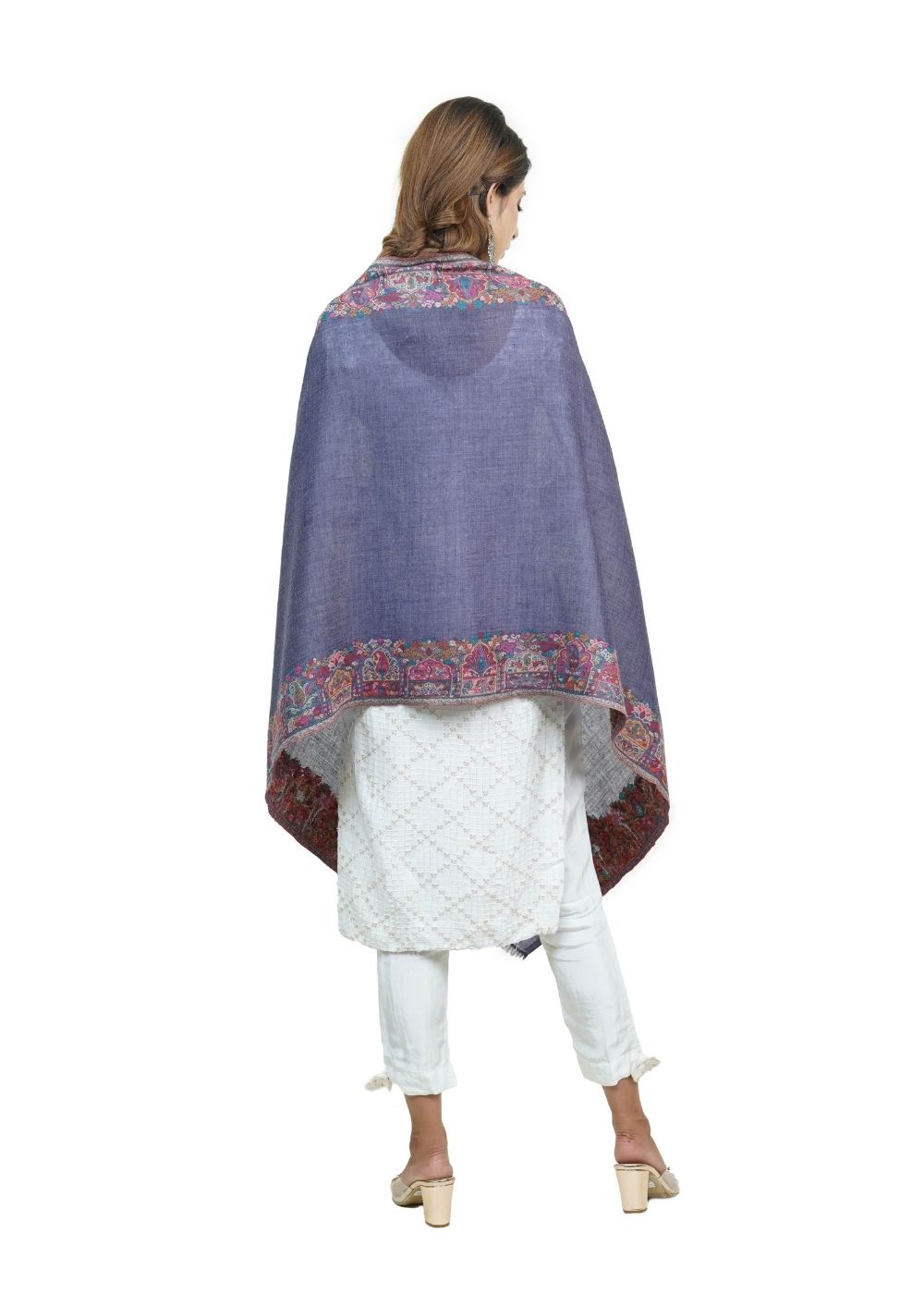 EXTRA SOFT MERINO WOOL KANI STOLE WITH ELEGANT BORDER