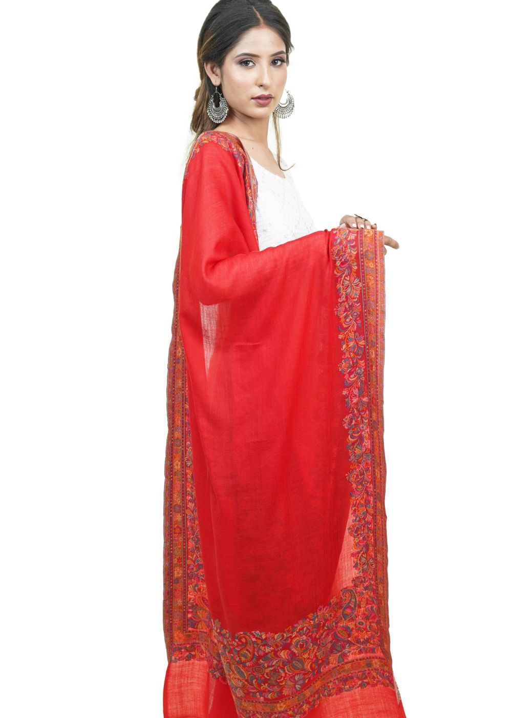 EXTRA SOFT MERINO WOOL KANI STOLE WITH ELEGANT BORDER