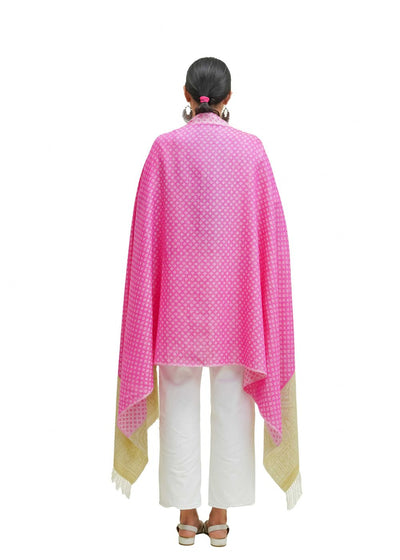 SILK WOOL JACQUARD SHAWL WITH ELEGANT PALLA