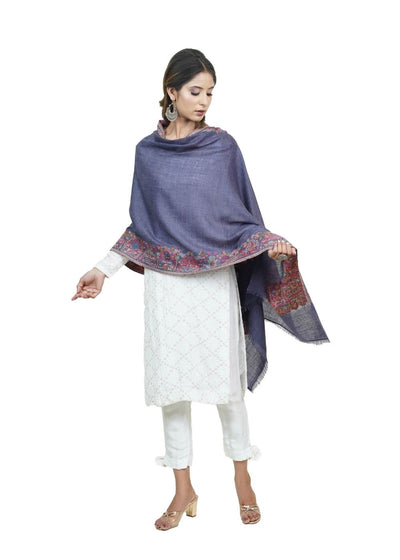 EXTRA SOFT MERINO WOOL KANI STOLE WITH ELEGANT BORDER