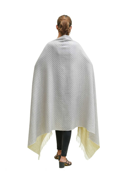 SILK WOOL JACQUARD SHAWL WITH ELEGANT PALLA