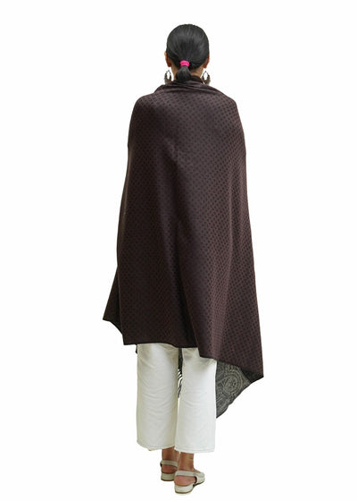 SILK WOOL JACQUARD SHAWL WITH ELEGANT PALLA