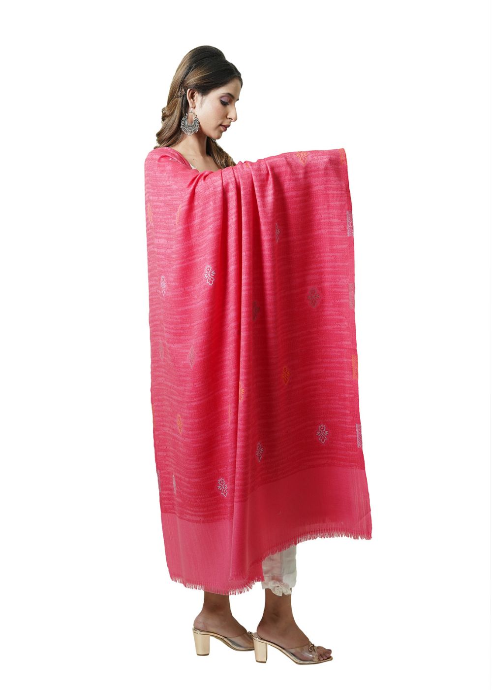 MERINO WOOL JAMAWAR SHAWL WITH BOOTI