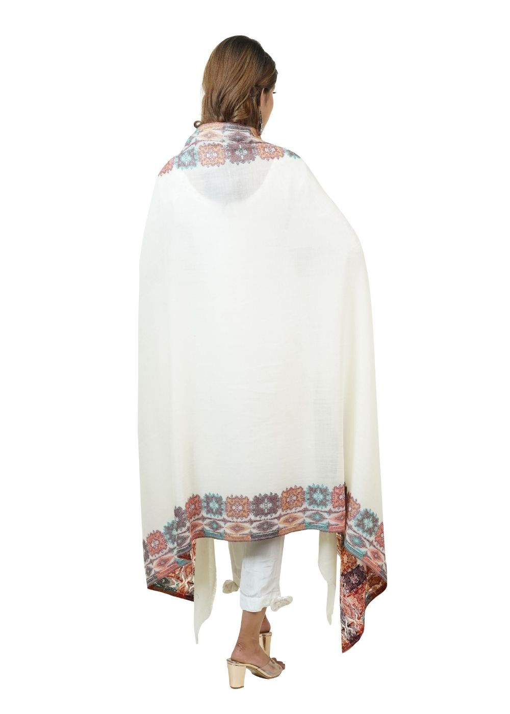 IKAT PATTERN WOVEN SHAWL WITH SUPER SOFT MERINO WOOL