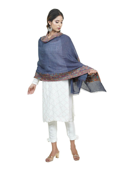 EXTRA SOFT MERINO WOOL KANI STOLE WITH ELEGANT BORDER