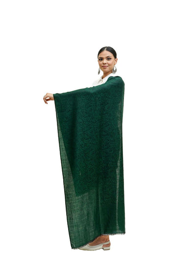 SELF JACQUARD STOLE IN MERINO WOOL