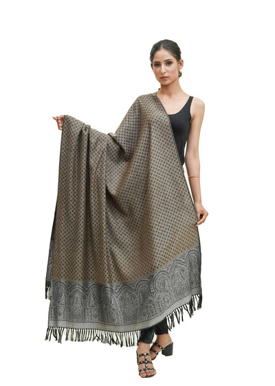 SILK WOOL JACQUARD SHAWL WITH ELEGANT PALLA