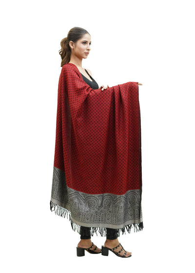 SILK WOOL JACQUARD SHAWL WITH ELEGANT PALLA